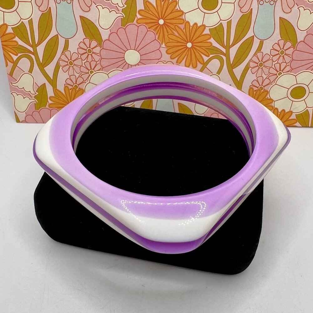 Square Stacked Layers Acrylic Bangle Bracelet Purples